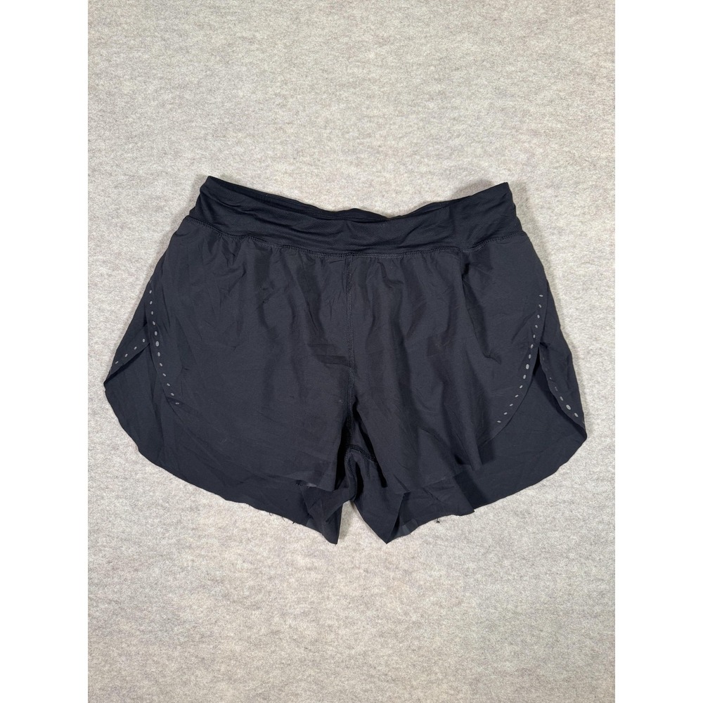 Lululemon Running Shorts Womens 6 Black Lined Split Hem Reflective 3 In Athletic